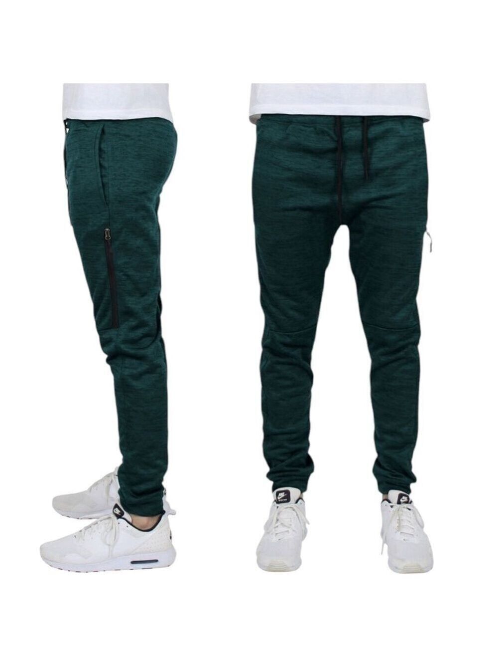 Logan & Martin Men's Slim Fitting Fleece-Lined Tech Joggers Green Heather NWT M